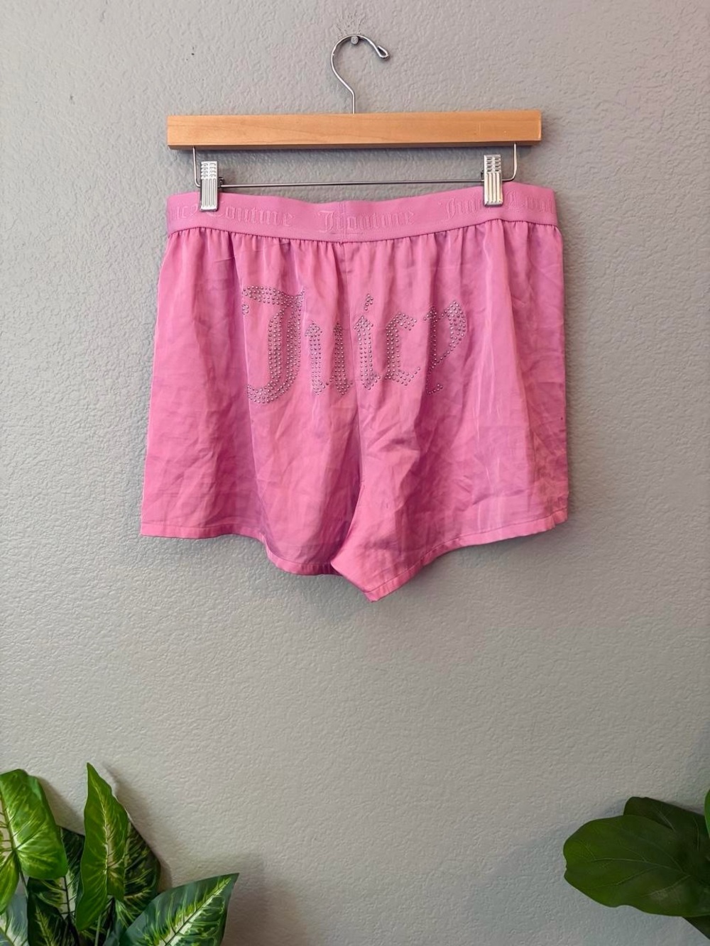 Juicy Couture Pink Rhinestone Logo Lounge Shorts